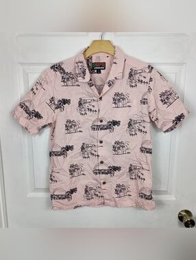 Patagonia Pataloha Hawaiian Shirt Small Mens Pink Organic Cotton Short Sleeve